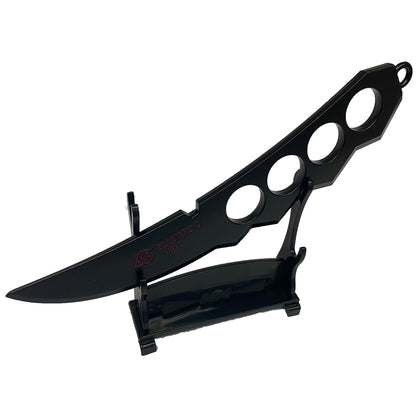 Black knife with sheath on a white background