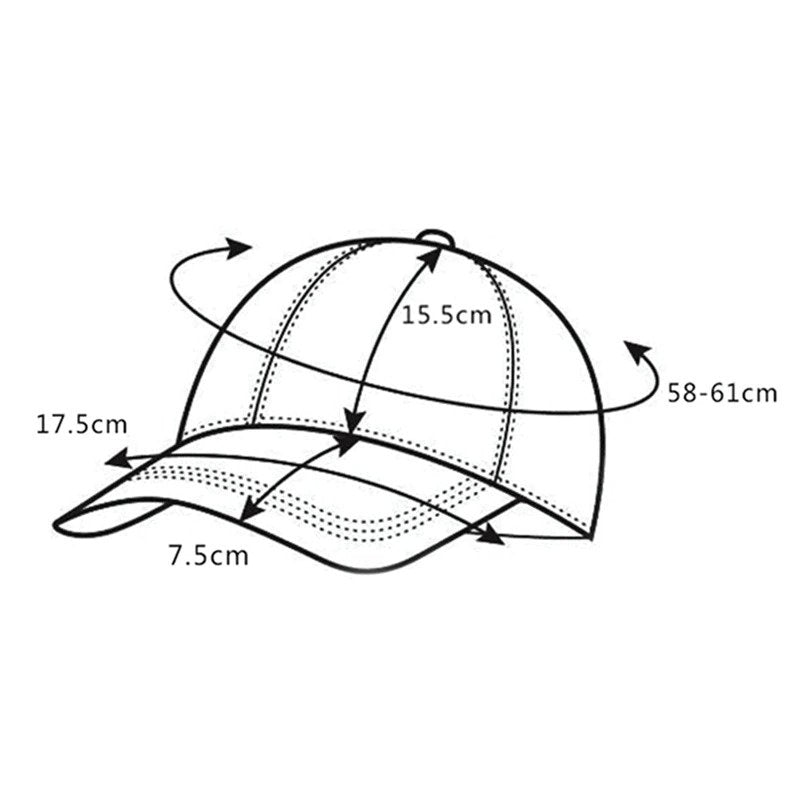 Measurement diagram of a cap with dimensions labeled