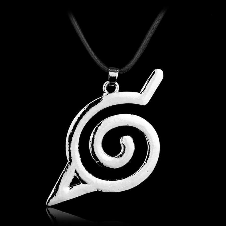 Silver pendant with a spiral design on a black background