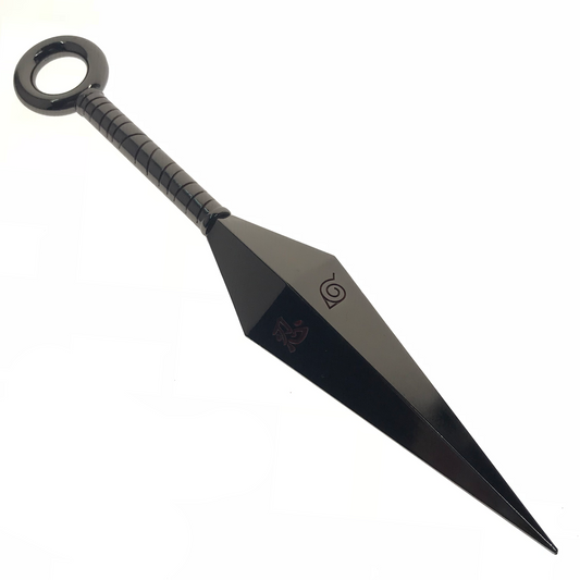 Black kunai with a symbol on a white background